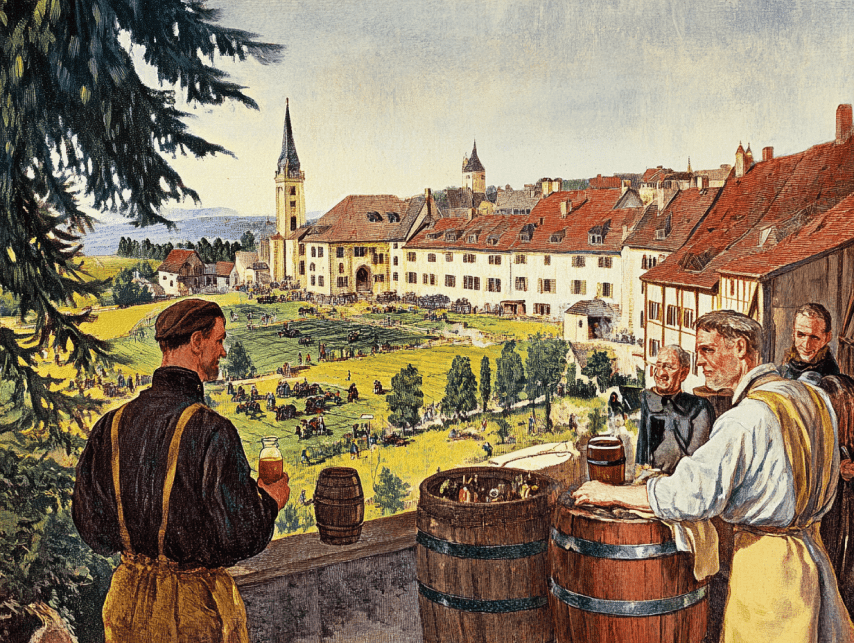 An illustration of an ancient brewery