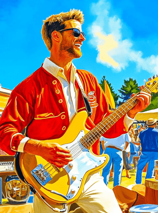 An illustration of guy playing a guitar