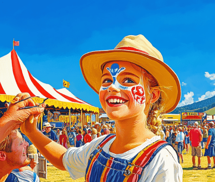 An illustration of girl getting her face painted